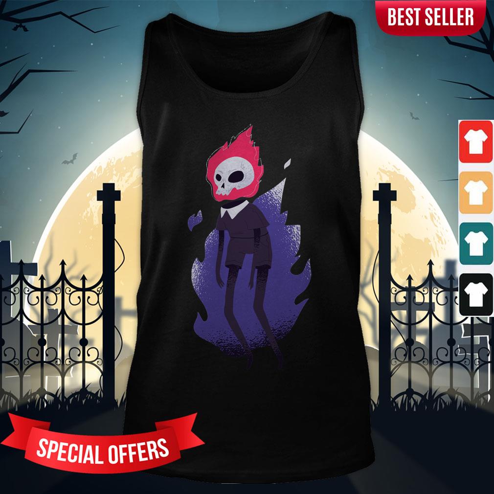 Happy Halloween Flaming Skull Floating Shirt - Image 3