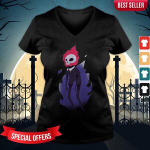 Alternative view of Happy Halloween Flaming Skull Floating Shirt