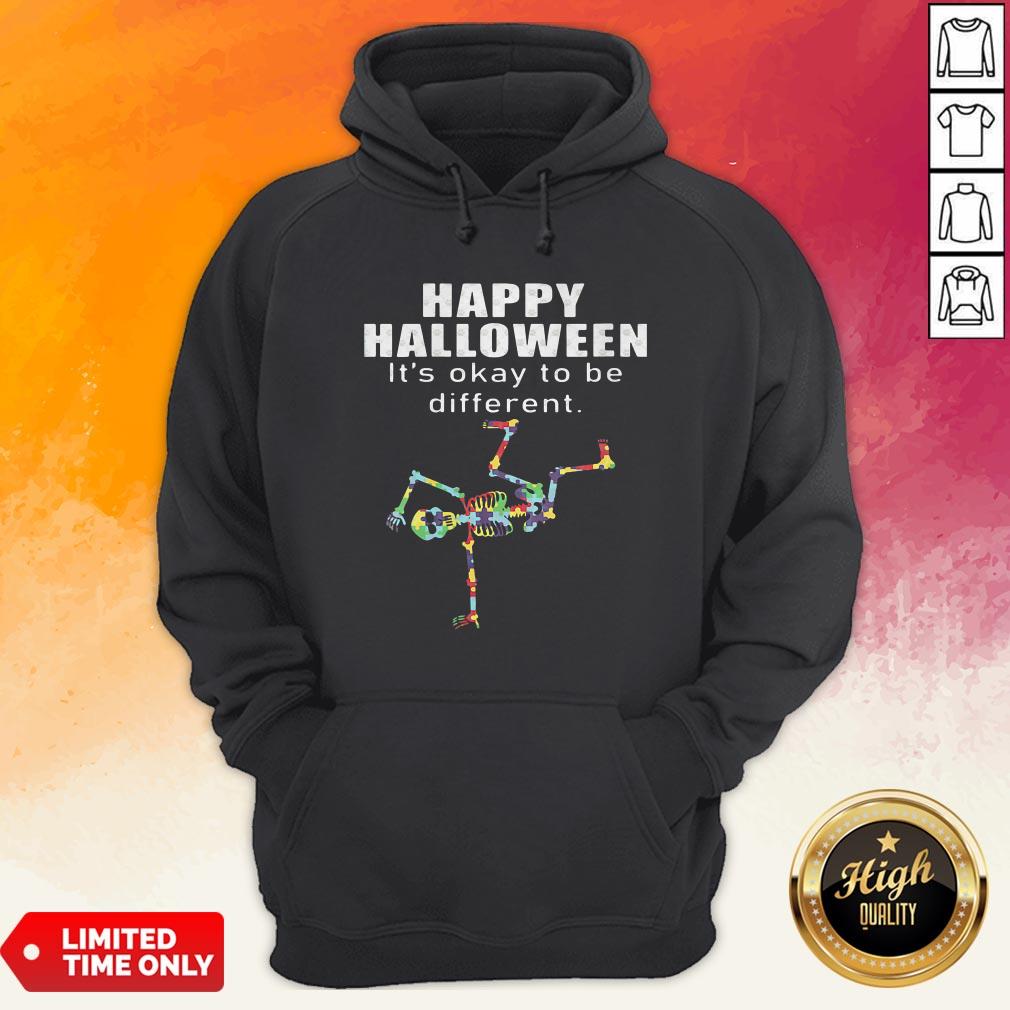Happy Halloween It's Okay To Be Different Skeleton Autism Shirt - Image 2