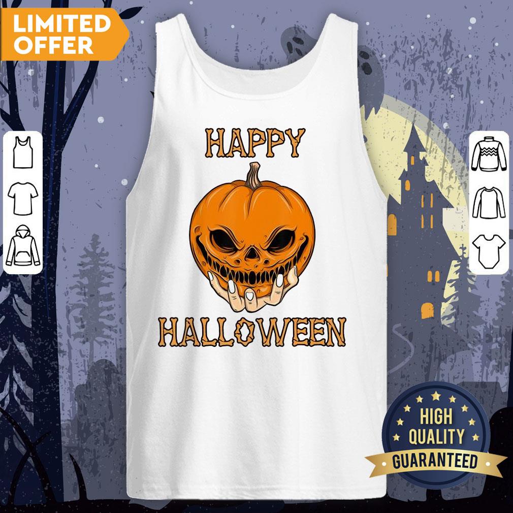 Happy Halloween Shirt Women Men Bones Scary Pumpkin Face T-Shirt - Image 2