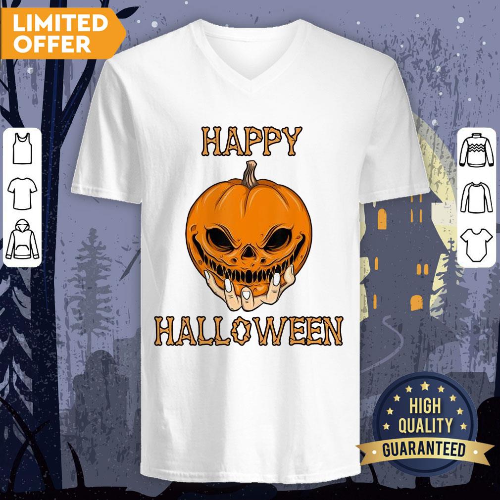 Happy Halloween Shirt Women Men Bones Scary Pumpkin Face T-Shirt - Image 3