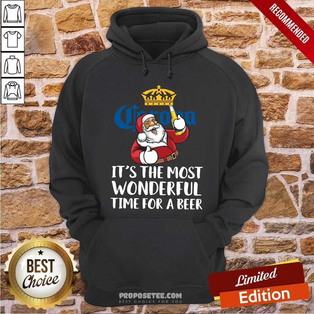 Happy Hot Santa Claus Drink Corona Extra Its The Most Wonderful Time For A Beer Christmas Shirt - Image 2