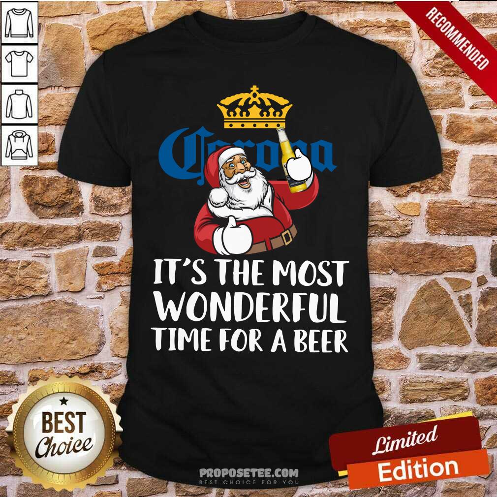 Happy Hot Santa Claus Drink Corona Extra Its The Most Wonderful Time For A Beer Christmas Shirt