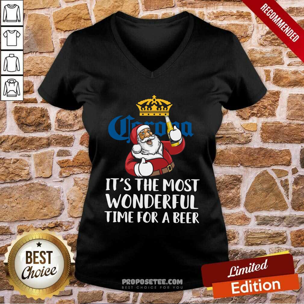 Happy Hot Santa Claus Drink Corona Extra Its The Most Wonderful Time For A Beer Christmas Shirt - Image 5