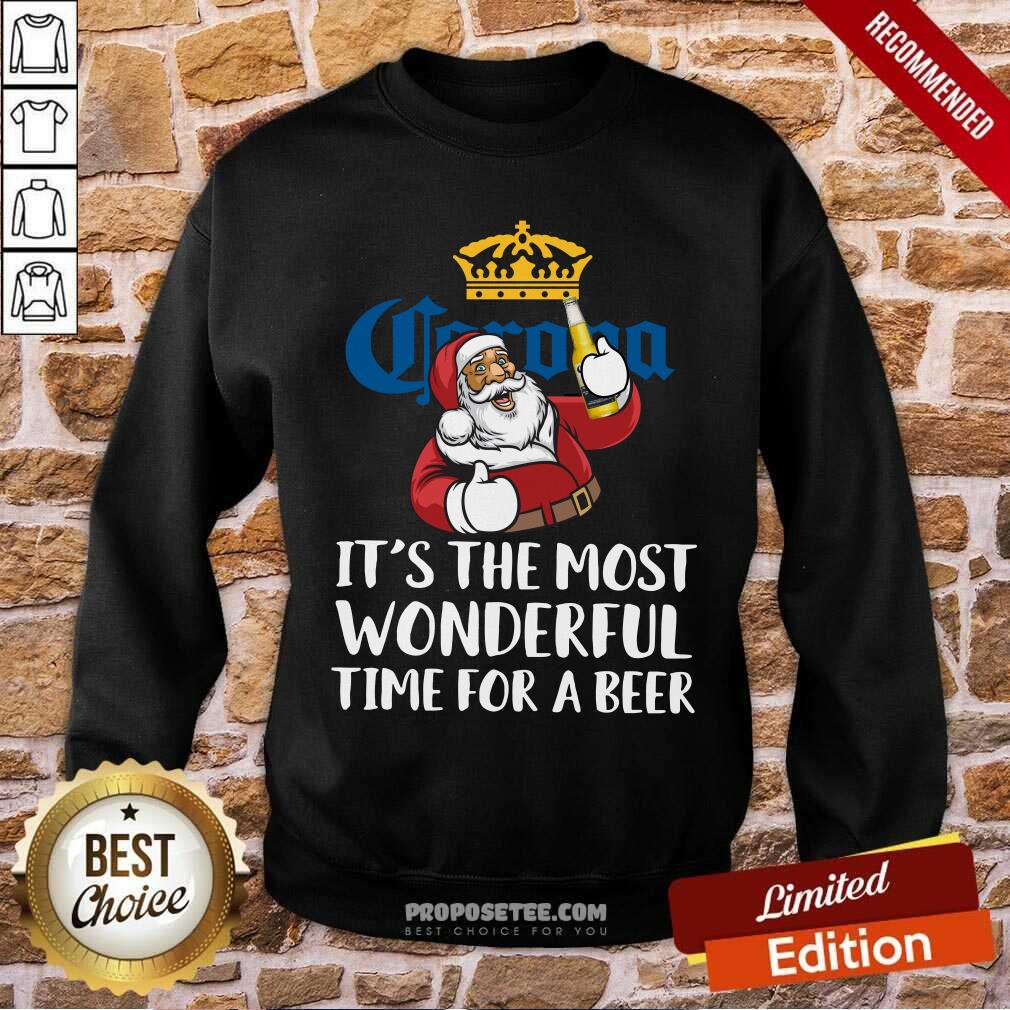 Happy Hot Santa Claus Drink Corona Extra Its The Most Wonderful Time For A Beer Christmas Shirt - Image 4