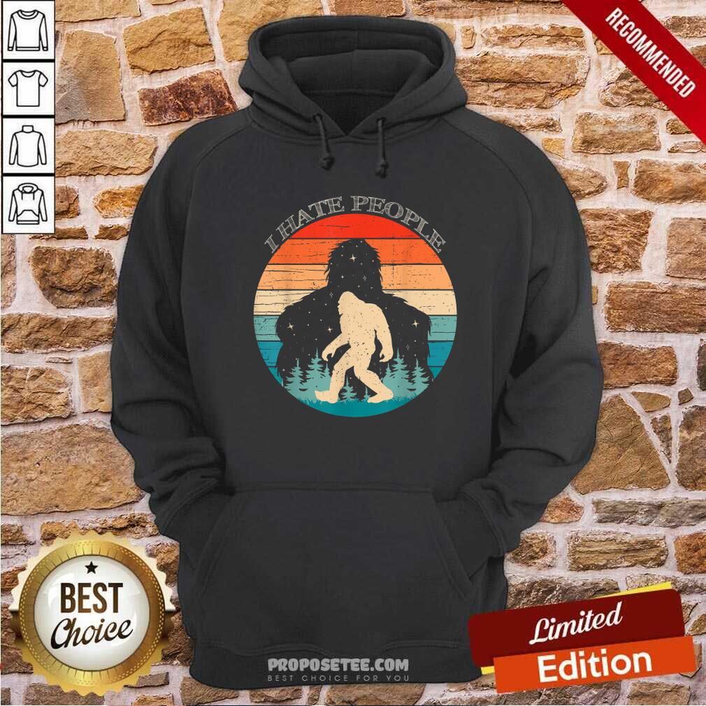 Happy I Hate People Bigfoot Sasquatch Silhouette Sunset Shirt - Image 2