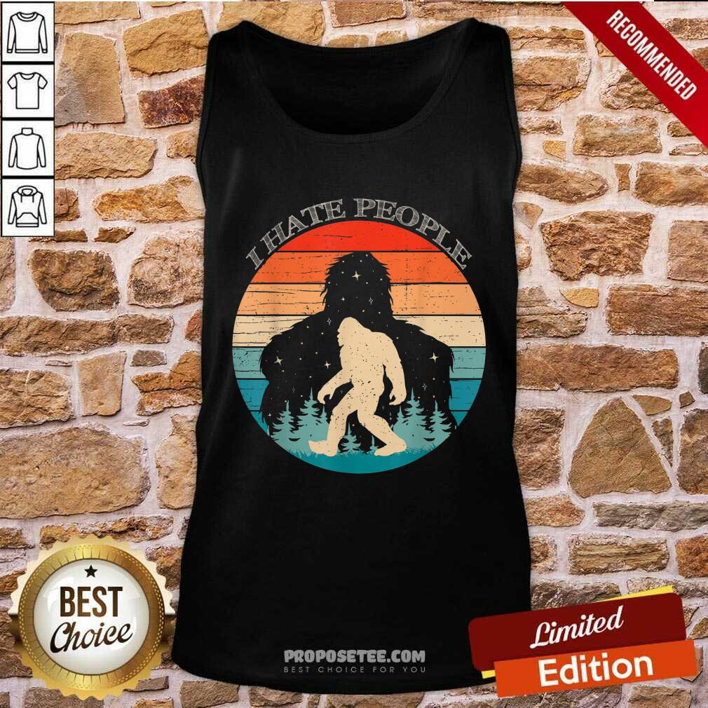 Happy I Hate People Bigfoot Sasquatch Silhouette Sunset Shirt - Image 4