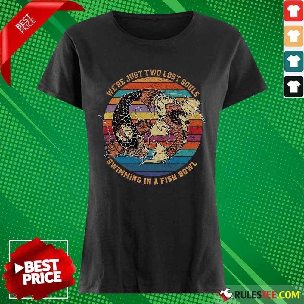 Happy Just Swimming Fish Bowl Vintage Shirt - Image 2