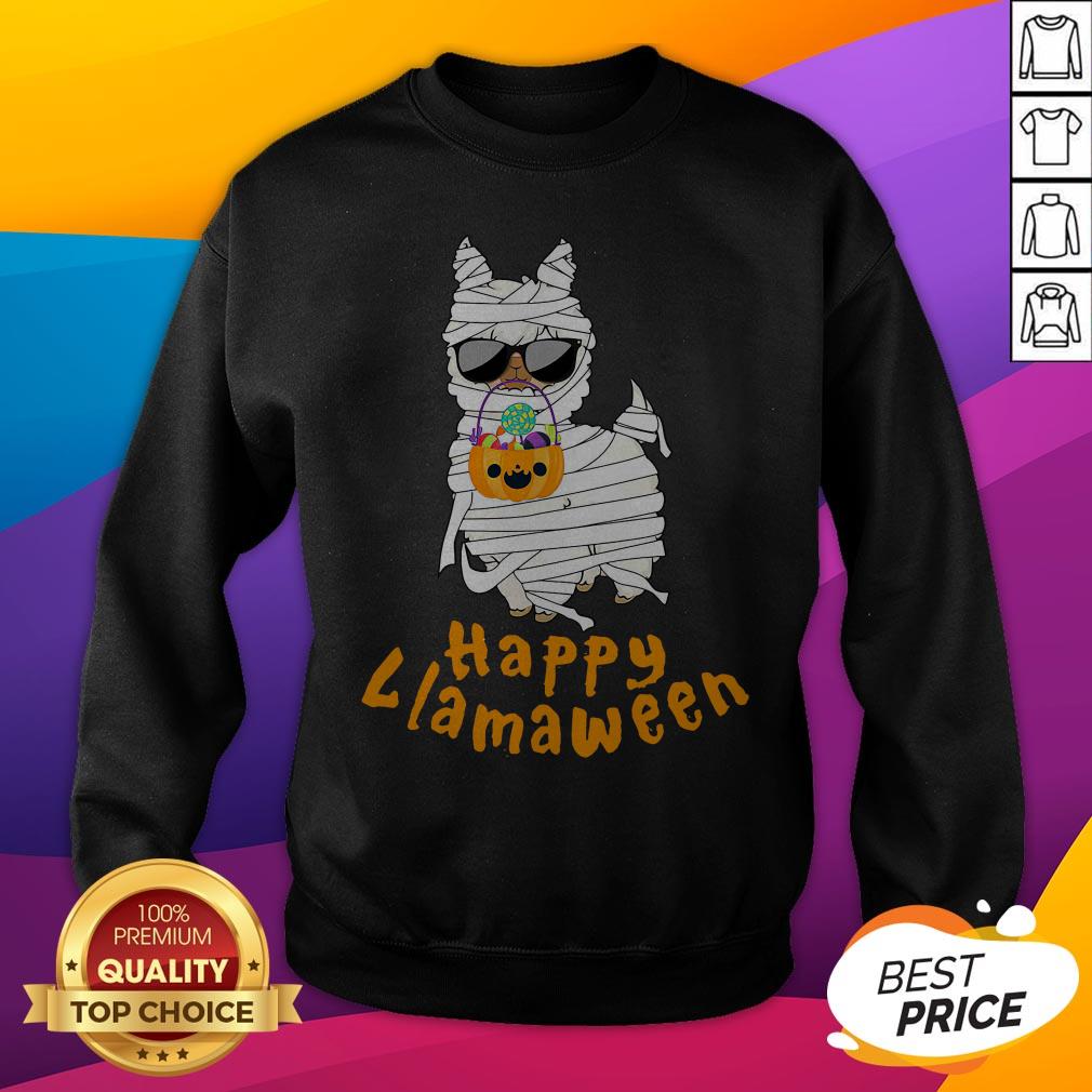 Happy Llamaween Funny Llama Halloween Costume T-Shirt - Image 3
