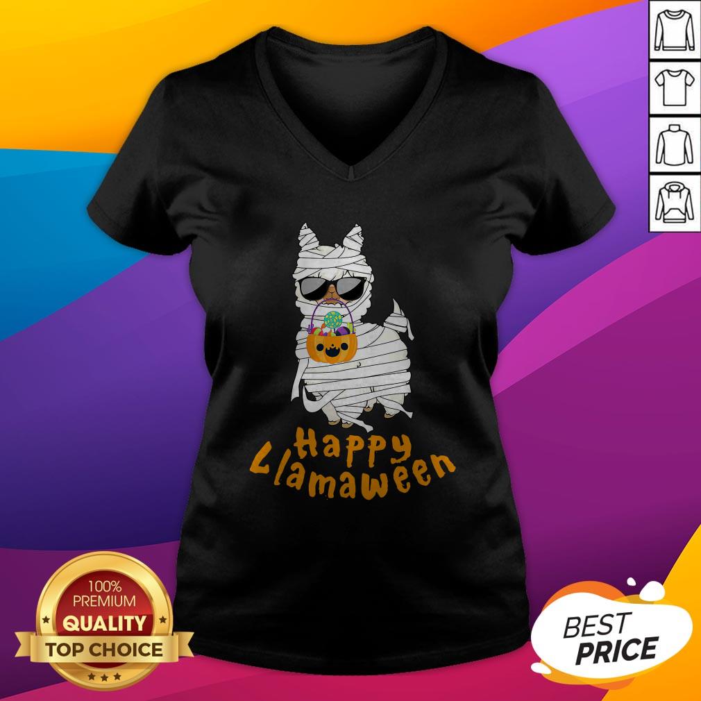 Happy Llamaween Funny Llama Halloween Costume T-Shirt - Image 5