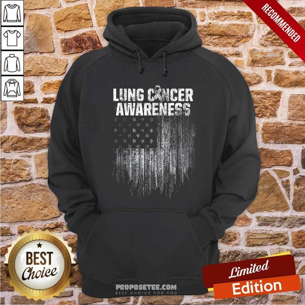 Happy Lung Cancer Awareness Survivor Therapists Carcinoma Warrior American Flag Shirt - Image 2