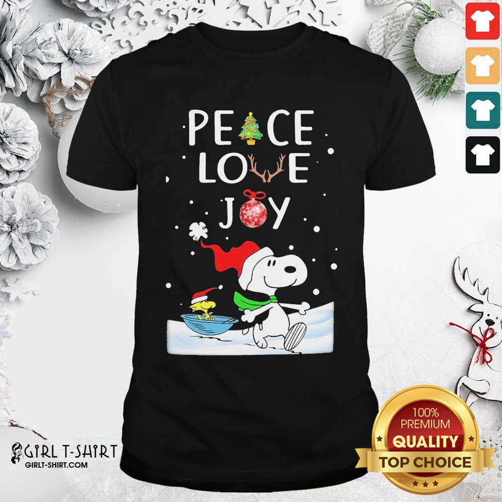 Happy Snoopy Peace Love Joy Christmas Shirt