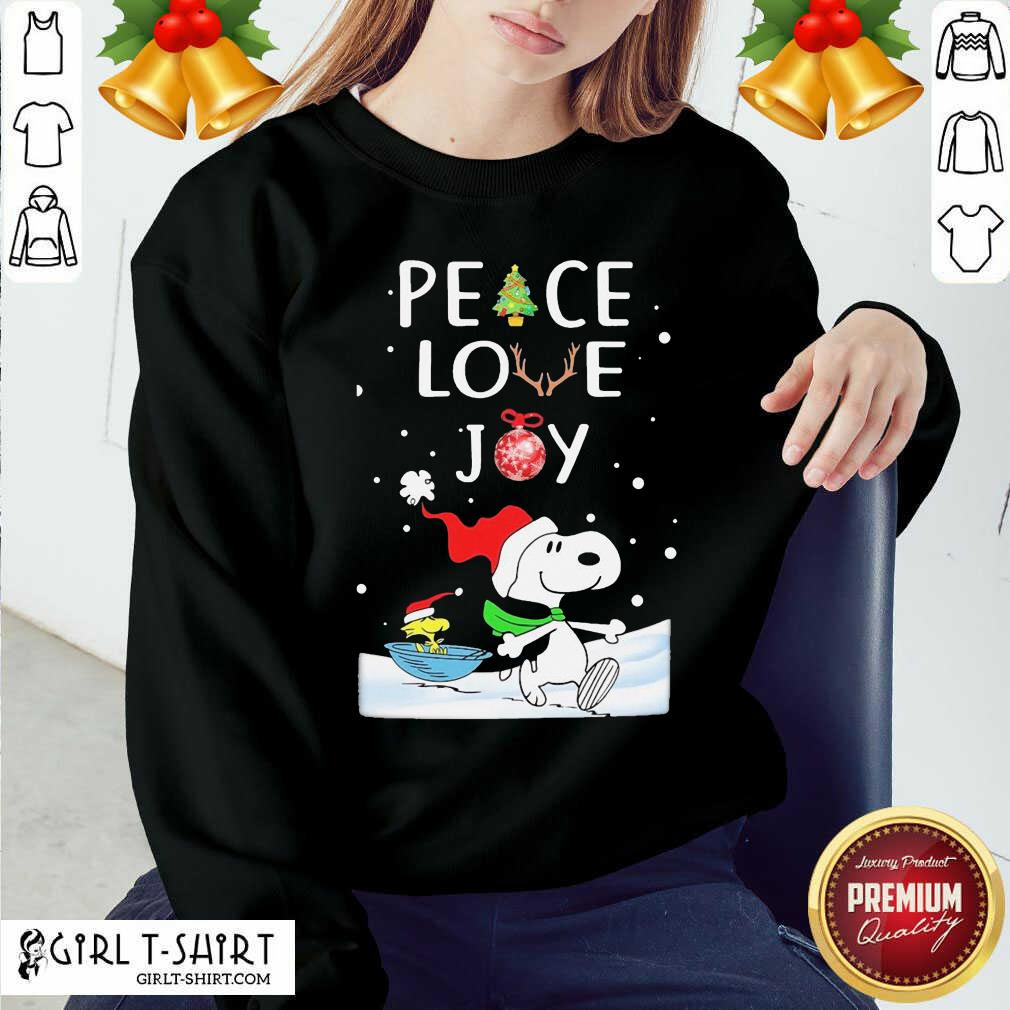 Happy Snoopy Peace Love Joy Christmas Shirt - Image 4