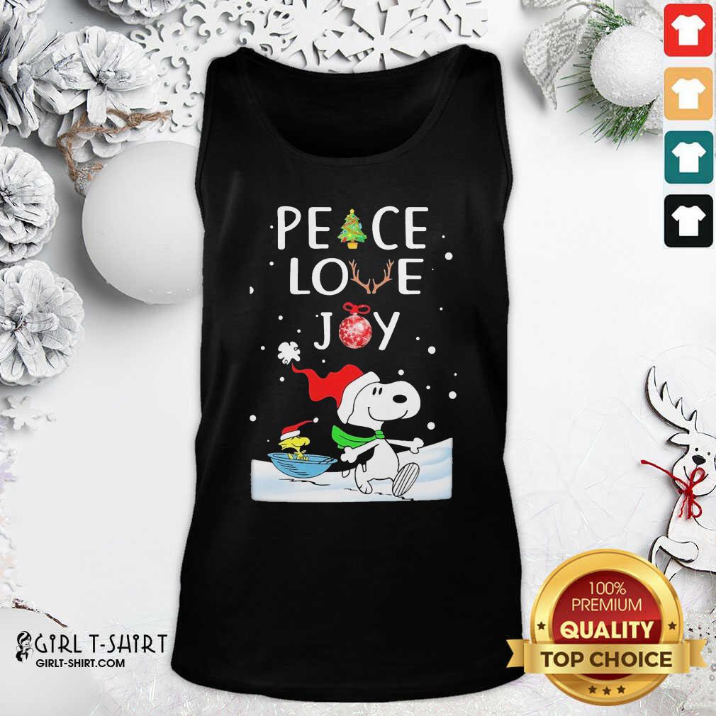 Happy Snoopy Peace Love Joy Christmas Shirt - Image 3