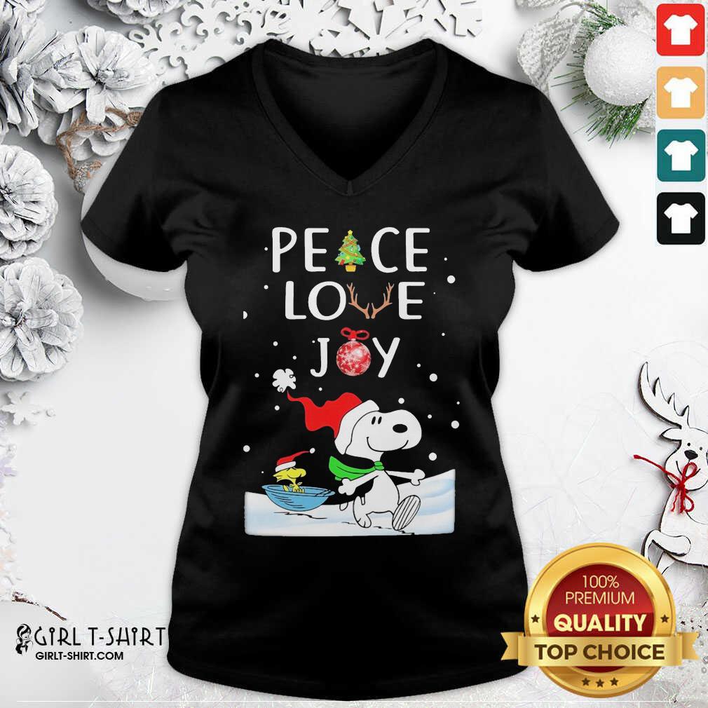 Happy Snoopy Peace Love Joy Christmas Shirt - Image 2