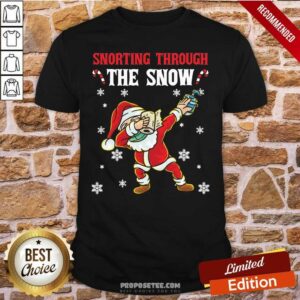 Alternative view of Happy Snorthing Through The Snow Dabbing Santa Claus Face Mask Toilet Paper Hand Sanitizer Shirt