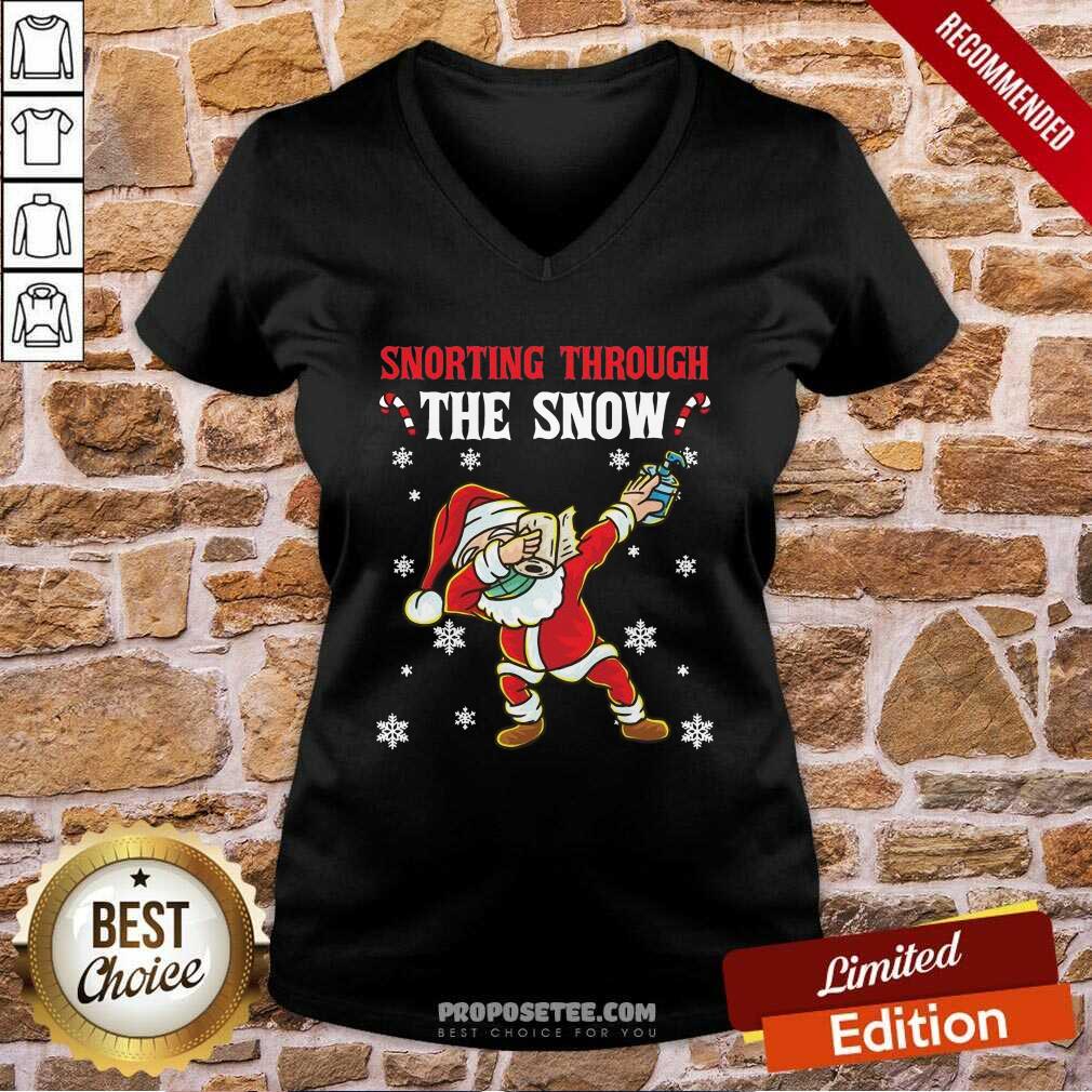 Happy Snorthing Through The Snow Dabbing Santa Claus Face Mask Toilet Paper Hand Sanitizer Shirt