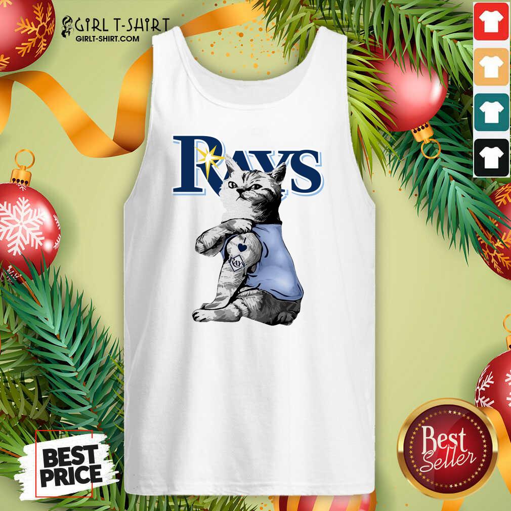 Happy Tattoo Cat I Love Tampa Bay Rays Shirt - Image 4