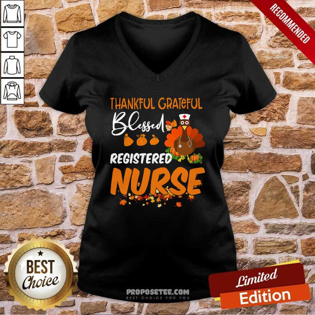 Happy Thankful Grateful Blessed Registered Nurse Thanksgiving Shirt - Image 3