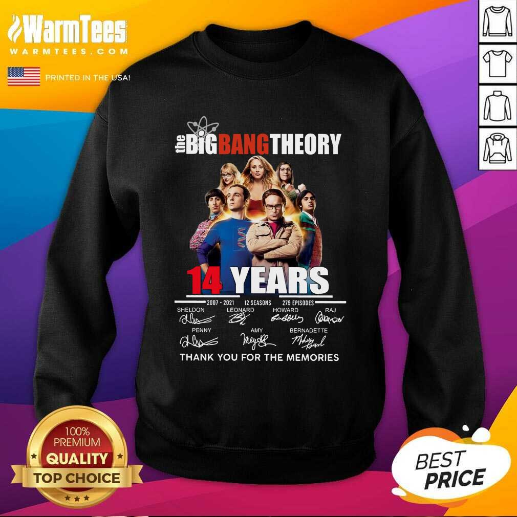 Happy The Big Bang tTheory 14 Years 2007 2021 12 seasons 279 episodes signatures shirt - Image 4