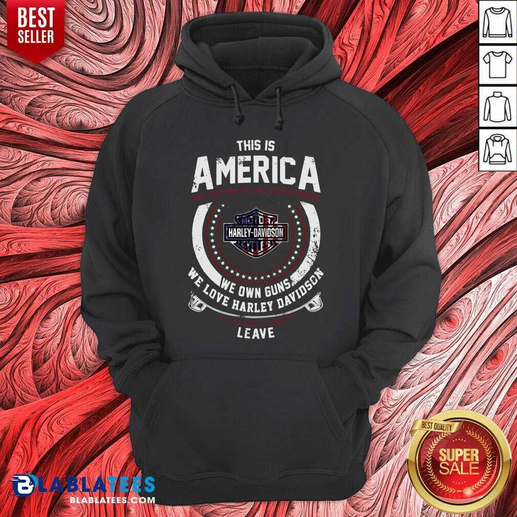 Harley Davidson This Is America We Eat Meat We Drink Beer Shirt - Image 5