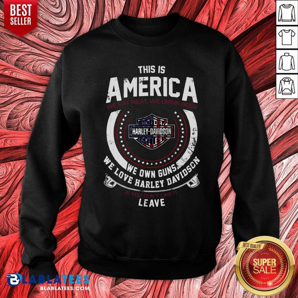 Harley Davidson This Is America We Eat Meat We Drink Beer Shirt - Image 4