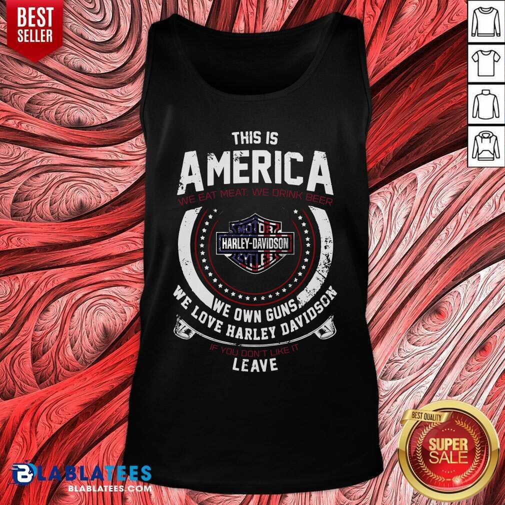 Harley Davidson This Is America We Eat Meat We Drink Beer Shirt - Image 3