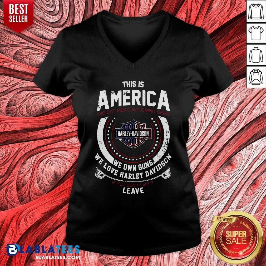 Harley Davidson This Is America We Eat Meat We Drink Beer Shirt - Image 2