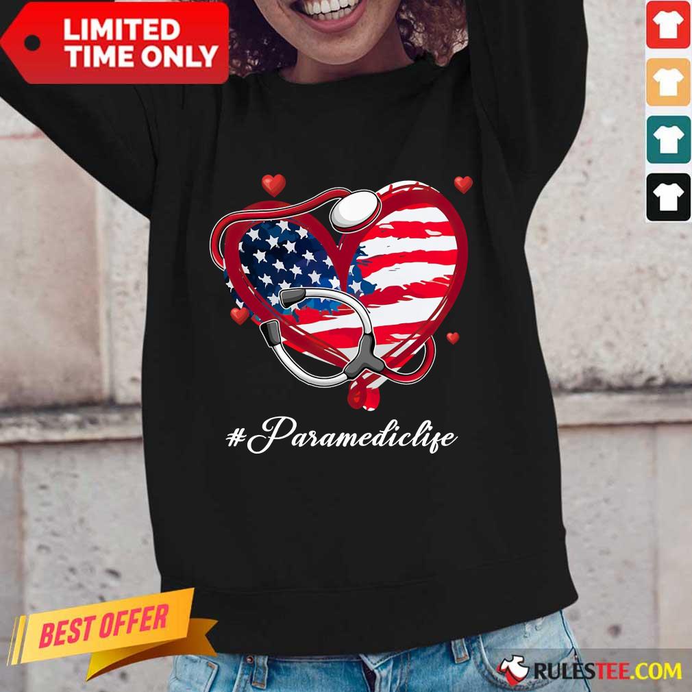 Heart American Flag Paramedic Shirt - Image 2