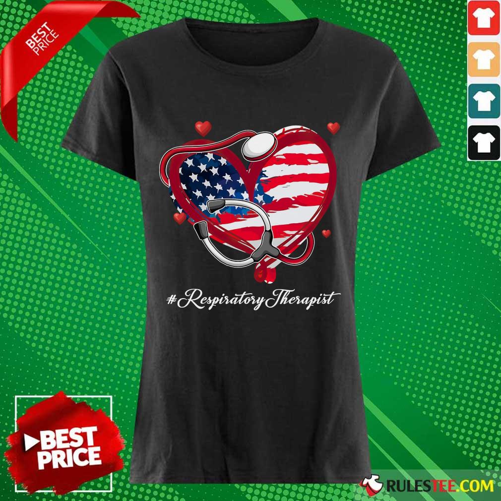 Heart American Flag Respiratory Therapist Shirt - Image 3