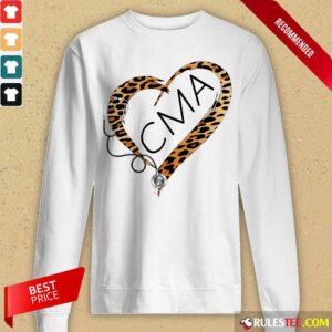 Alternative view of Heart CMA Medical Stethoscope Nurse Leopard Shirt