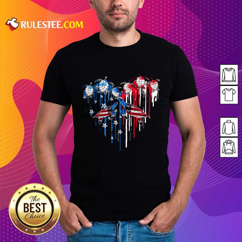 Heart Turtles American Flag Shirt
