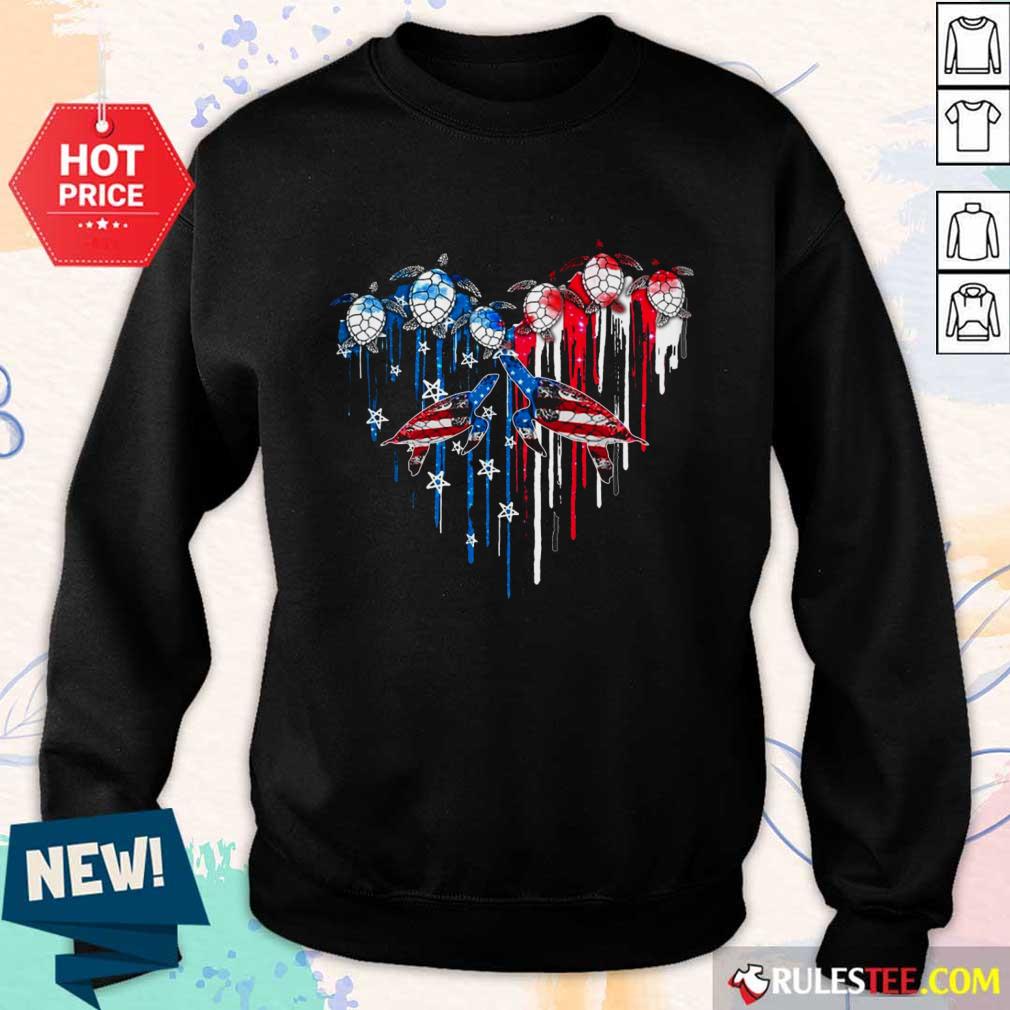 Heart Turtles American Flag Shirt - Image 5