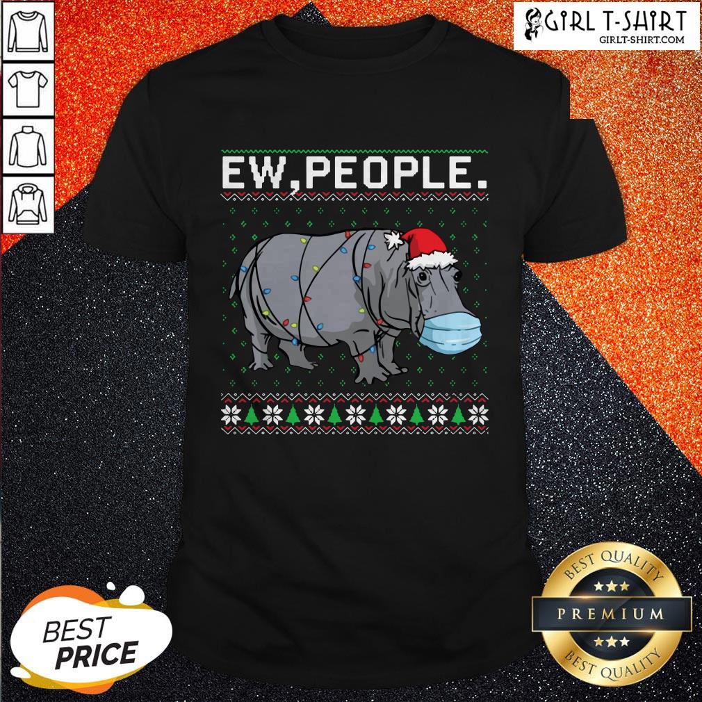 Hippopotamus Santa Face Mask Ew People Christmas Shirt