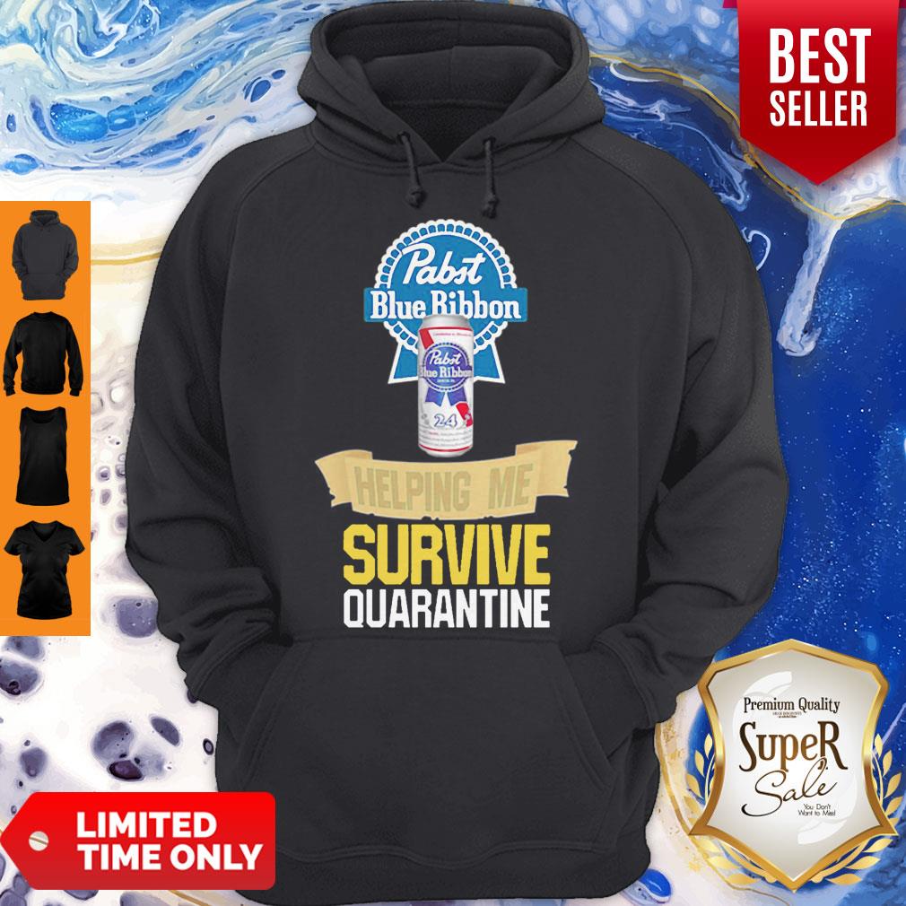 Pabst Blue Ribbon Helping Me Survive Quarantine Coronavirus Shirt - Image 3