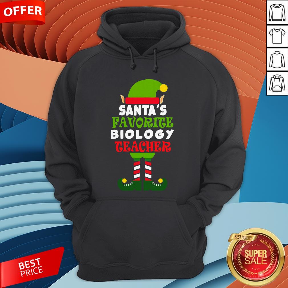 Santas Favorite Biology Teacher Elf Christmas Shirt - Image 3