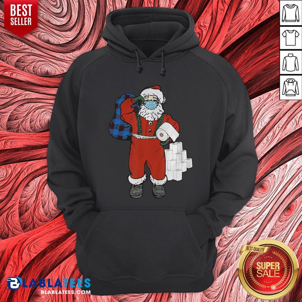 Funny Santa With Face Mask And Toilet Paper Christmas Shirt - Image 5