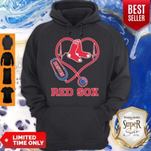 Alternative view of Nurse Boston Red Sox Baseball Stethoscope Heartbeat Shirt