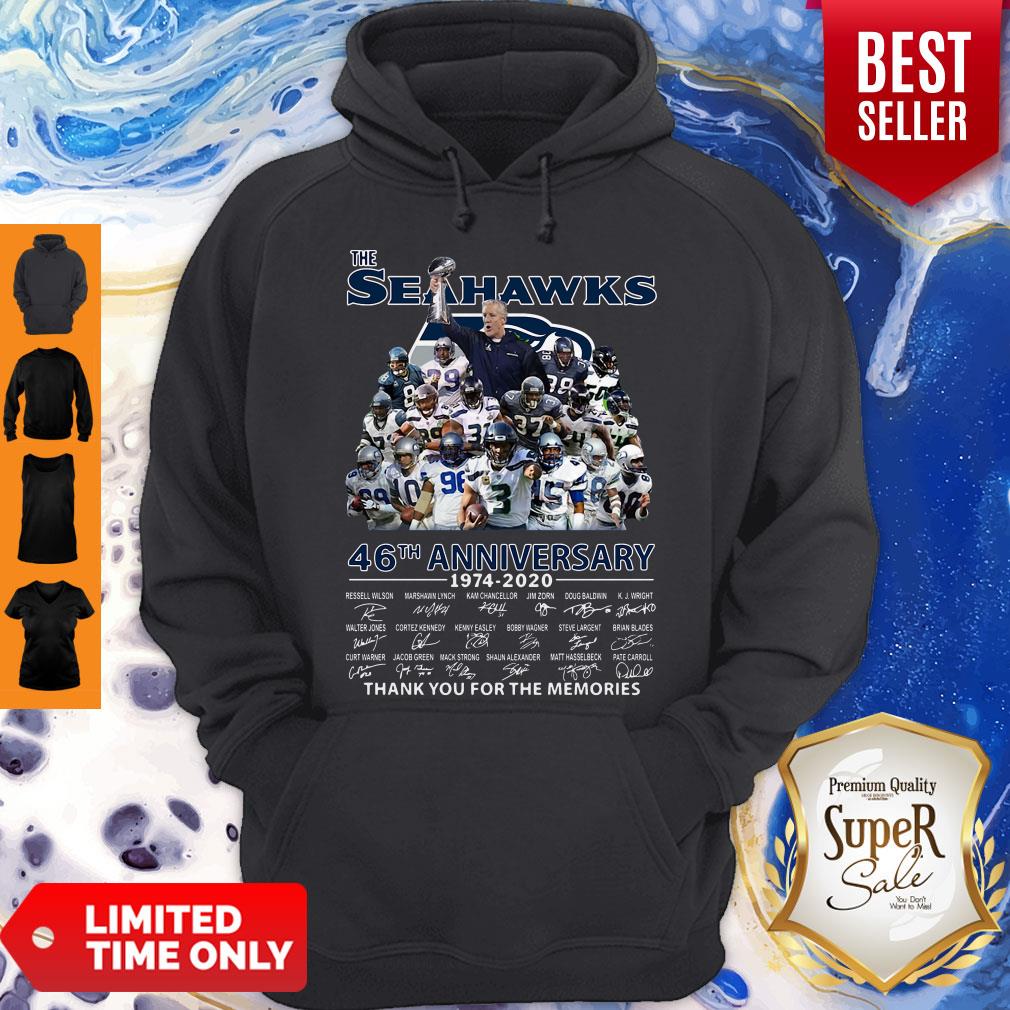 The Seattle Seahawks 46th Anniversary 1974 2020 Thank You For The Memories Signatures Shirt - Image 2