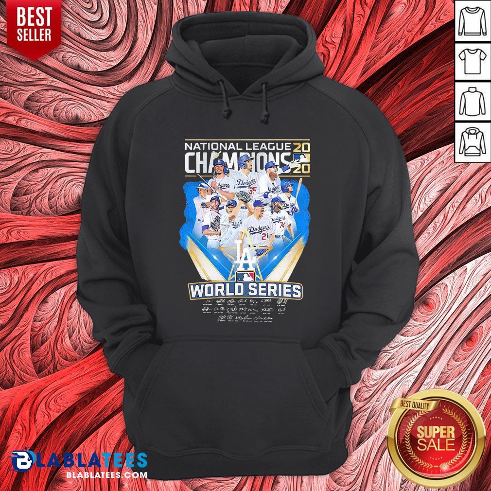 Hot Los Angeles Dodgers National League Champions 2020 World Series Signatures Shirt - Image 5