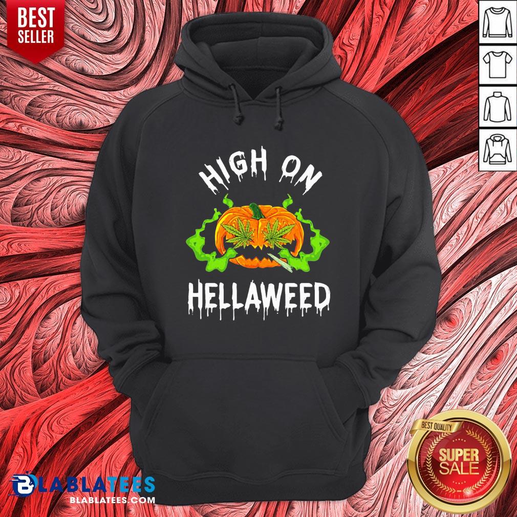 Funny Pumpkin High On Hellaweed Hallooween Shirt - Image 5