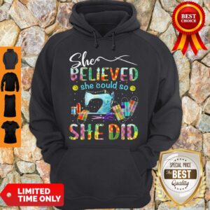 Alternative view of Official Sewing Quilters She Believed She Could So She Did Shirt