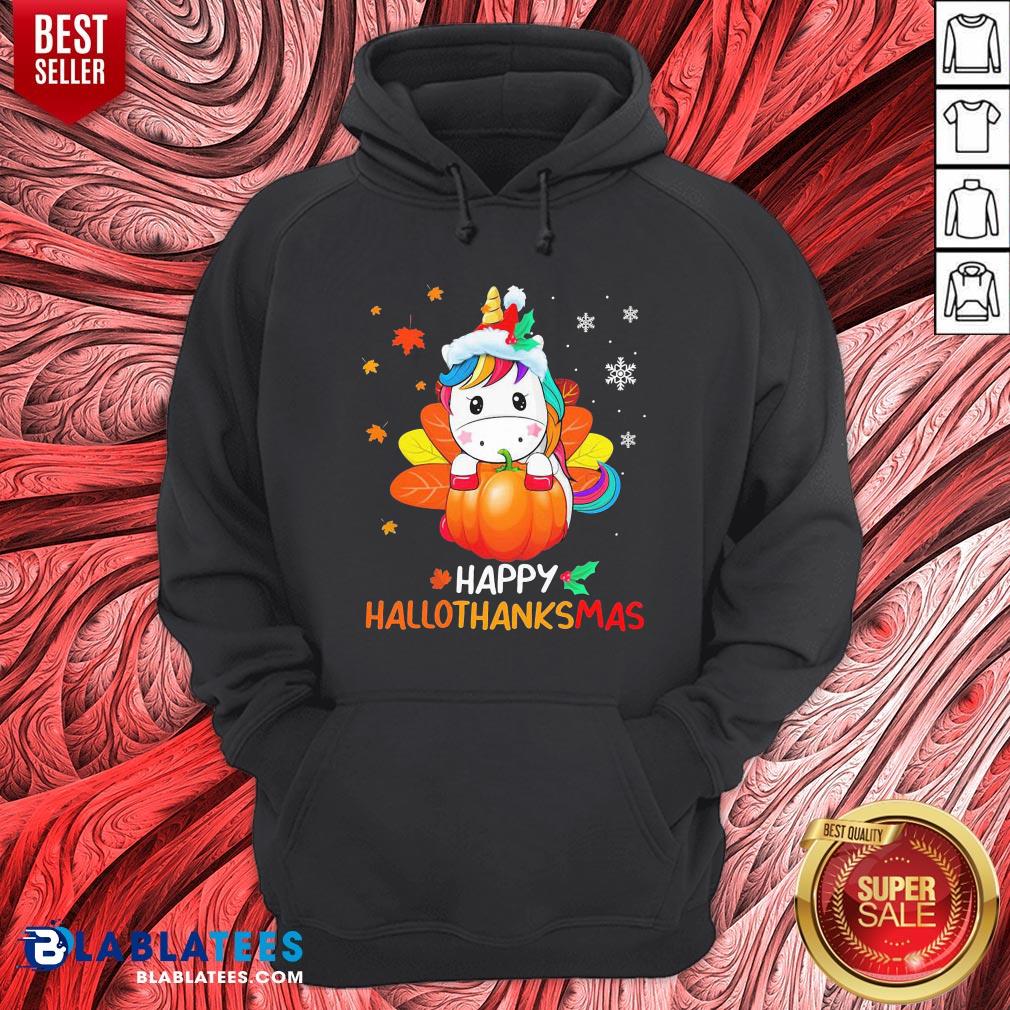 Cute Unicorn Happy Hallothanksmas Halloween Christmas Shirt - Image 5