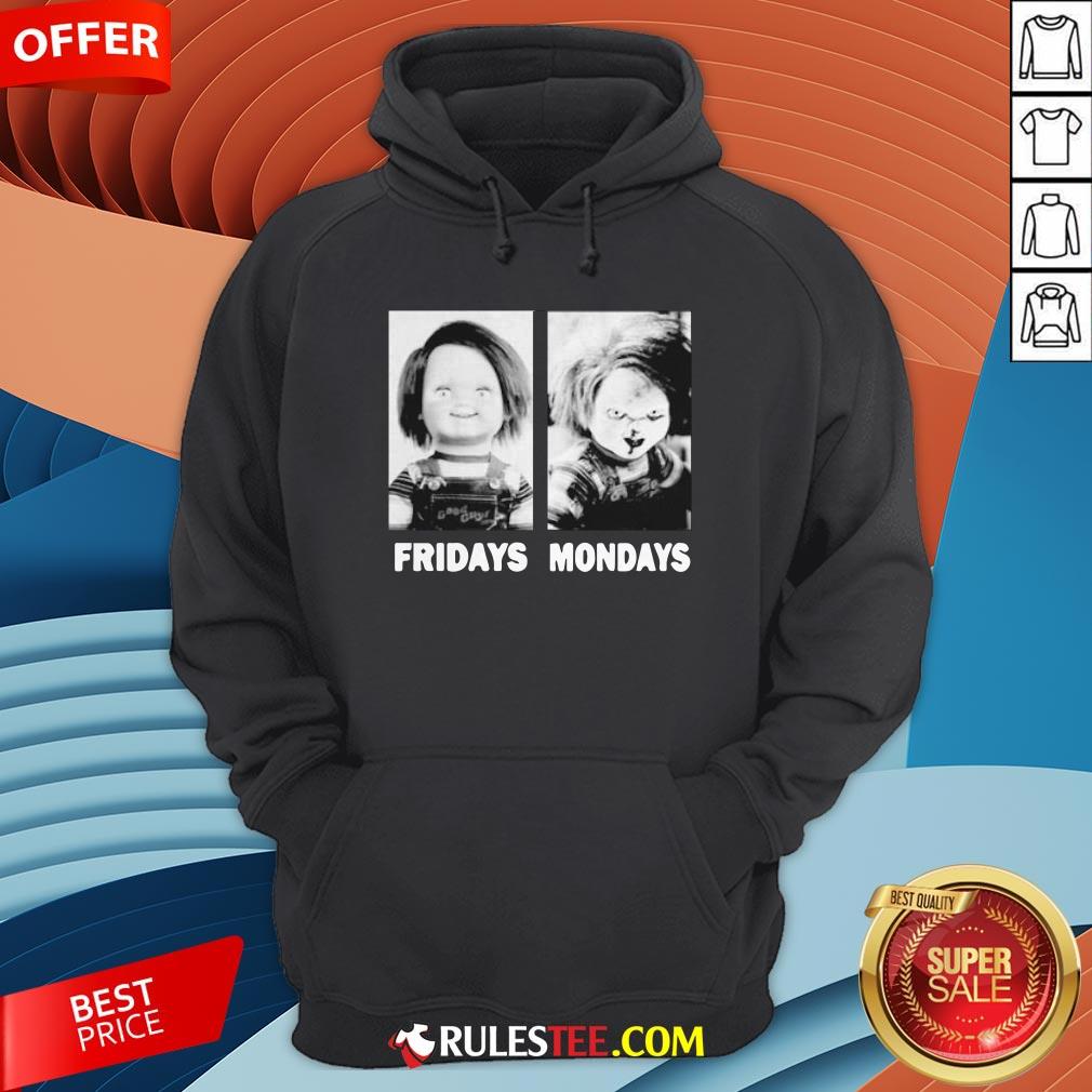 Chucky Doll Fridays And Mondays Halloween Shirt - Image 4