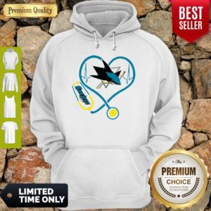 Alternative view of Premium Love San Jose Sharks Heart Stethoscope Shirt