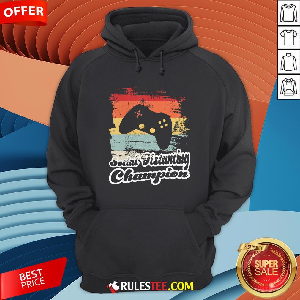 Social Distancing Champion Gaming Controller Vintage Retro Shirt - Image 3