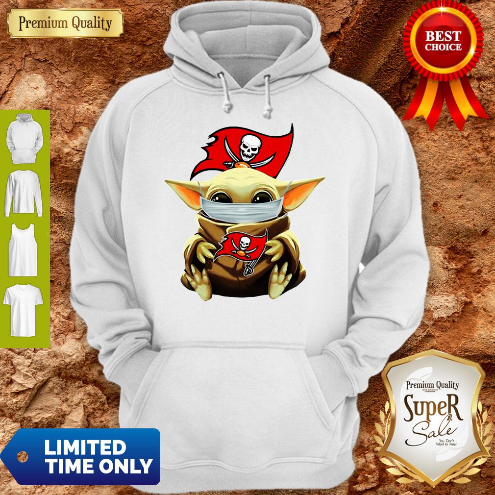 Official Star Wars Baby Yoda Face Mask Hug Tampa Bay Buccaneers Shirt - Image 3