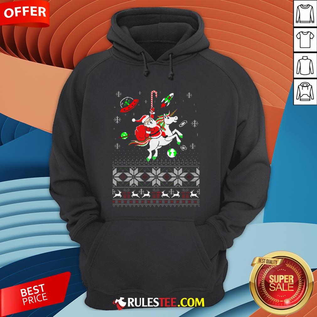 Colorful Santa Unicorn Ugly Christmas Shirt - Image 3