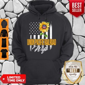 Alternative view of Nice Sunflower Union Pacific Railroad Wife American Flag Shirt