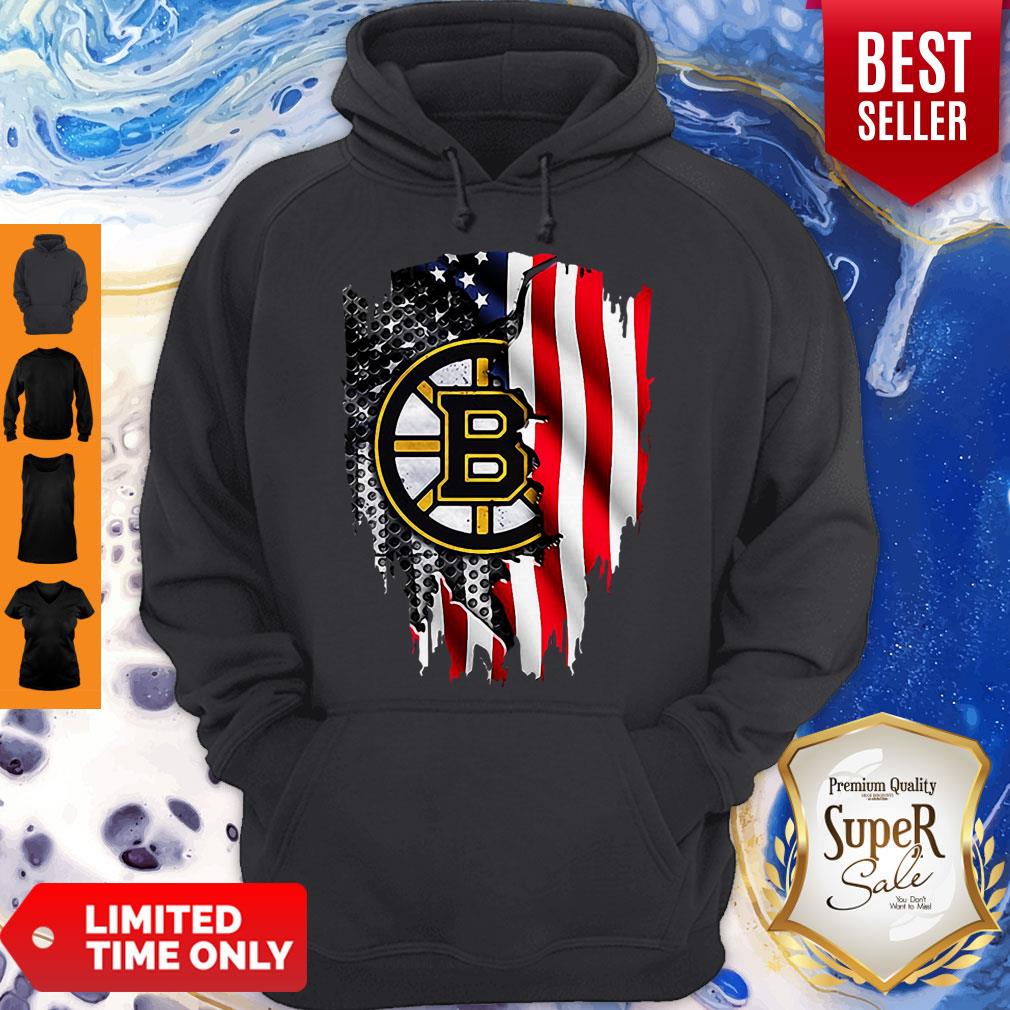 Boston Bruins American Flag 4th Of July Independence Day Shirt - Image 2